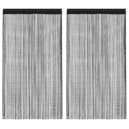 Nöörkardinad 2 Tk, 140 X 250 cm Must