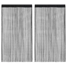 Nöörkardinad 2 Tk, 140 X 250 cm Must