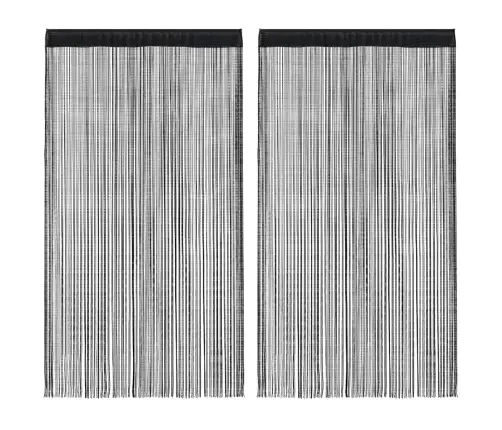 Nöörkardinad 2 Tk, 140 X 250 cm Must