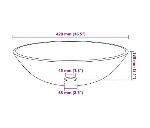 Izlietne No Rūdīta Stikla, 42 Cm, Caurspīdīga Vidaxl
