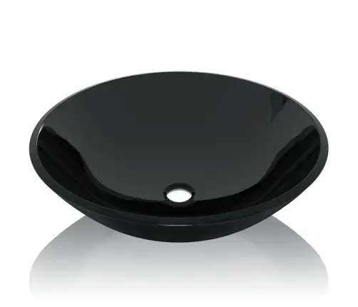 Vidaxli Karastatud Klaasist Valamu, 42 cm Must