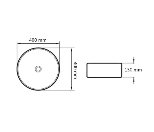 Praustuvas, Apvalus, Keramika, Baltas, 40X15 Cm