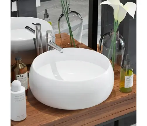 Praustuvas, Apvalus, Keramika, Baltas, 40X15 Cm