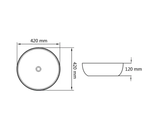 Praustuvas, Apvalus, Keramika, Baltas, 42X12 Cm