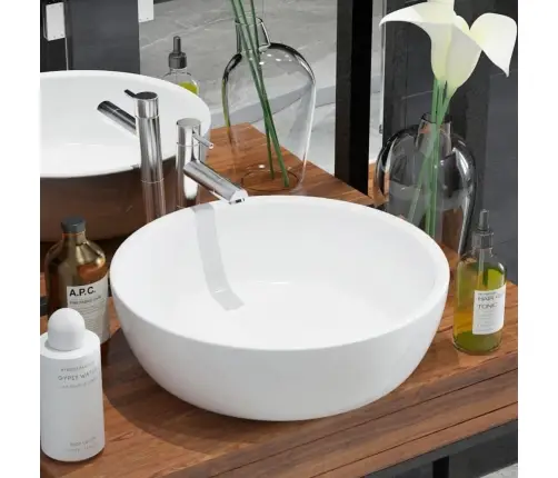 Praustuvas, Apvalus, Keramika, Baltas, 42X12 Cm