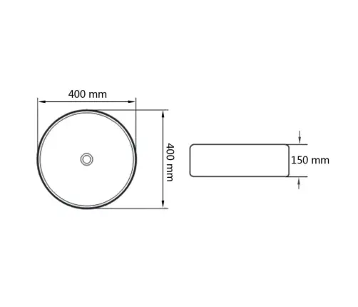 Praustuvas, Apvalus, Keramika, Baltas, 40 X 15 Cm