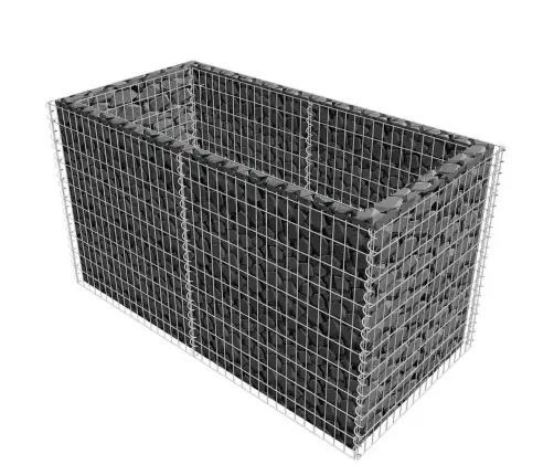 Gabiono Vazonas, Sidabro, Plienas, 180X90X100cm Pakeltas