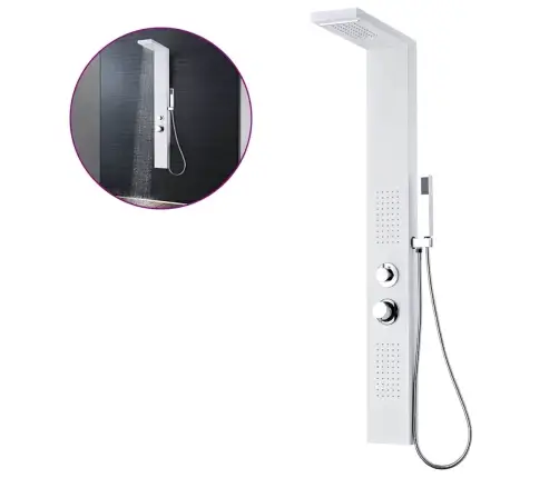 Dušas Sistēma Ar Paneli, Balts, Matēts Alumīnijs Vidaxl