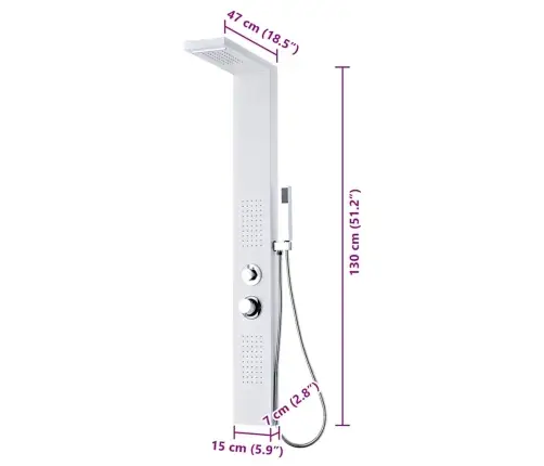 Dušas Sistēma Ar Paneli, Balts, Matēts Alumīnijs Vidaxl