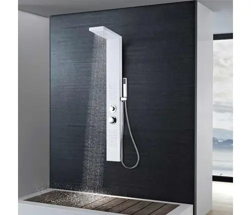 Dušas Sistēma Ar Paneli, Balts, Matēts Alumīnijs Vidaxl