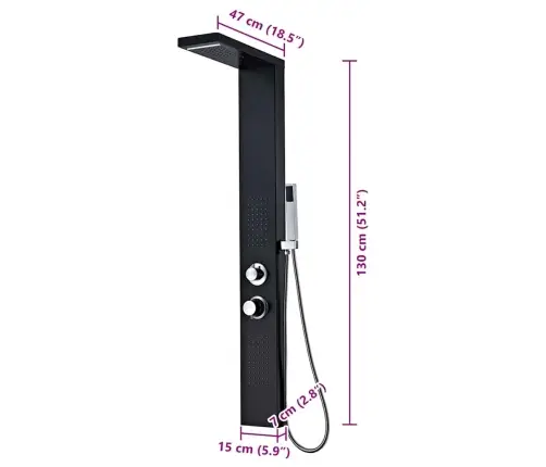 Dušo Sistema, Aliuminis, Matinės Juodos Spalvos