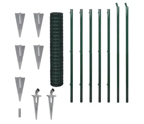 Euro Stiepļu Žogs, Tērauds, 10X1,7 M, Zaļš Vidaxl