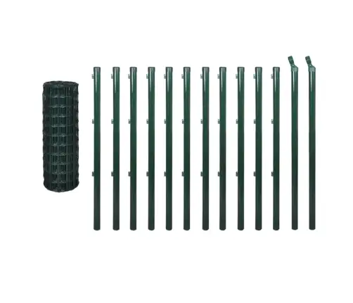 Euro Stiepļu Žogs, Tērauds, 25X0,8 M, Zaļš Vidaxl