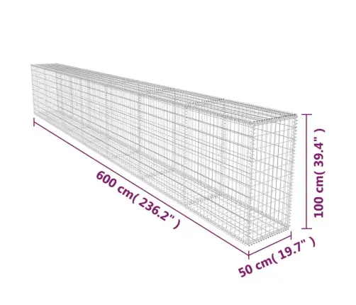 Gabions Ar Vāku, Cinkots Tērauds, 600X50X100 Cm   Vidaxl