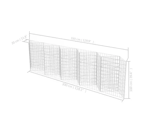 Gabions, Cinkots Tērauds, 300X30X100 Cm Vidaxl