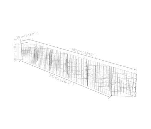 Gabions, Cinkots Tērauds, 300X30X50 Cm Vidaxl