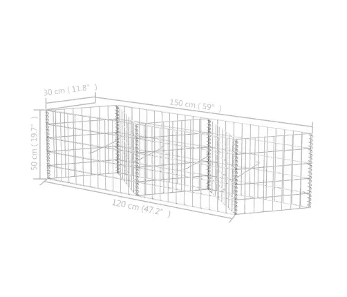 Gabiono Krepšys, 120X30X50cm Cinkuotas Plienas