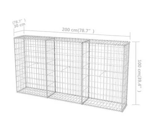 Gabiono Krepšys, 200X30X100cm Cinkuotas Plienas