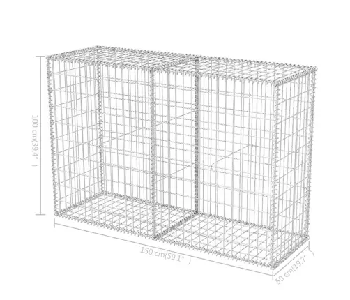 Gabioonkorv, Tsingitud Teras 150 X 50 X 100 Cm