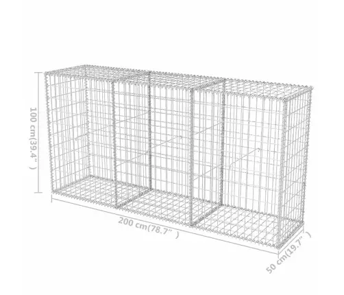 Gabiono Krepšys, 200X50X100cm Cinkuotas Plienas