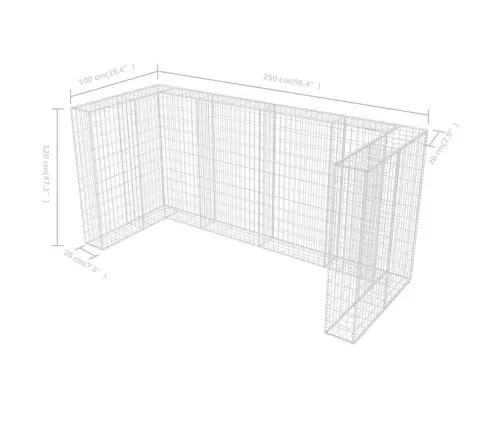 Gabions Atkritumu Konteineriem, Tērauds, 250X100X120 Cm  Vidaxl