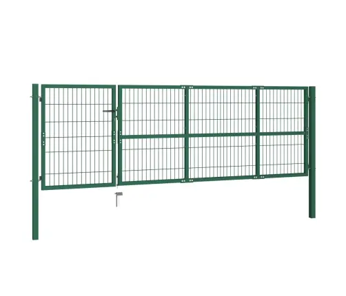 Sodo Tvoros Vartai Su Stulpais, 350X100 cm Plienas, Žali