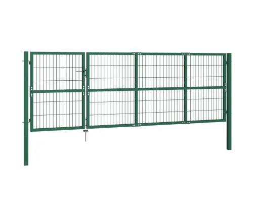 Dārza Žoga Vārti Ar Stabiem, 350X120 Cm, Zaļš Tērauds Vidaxl