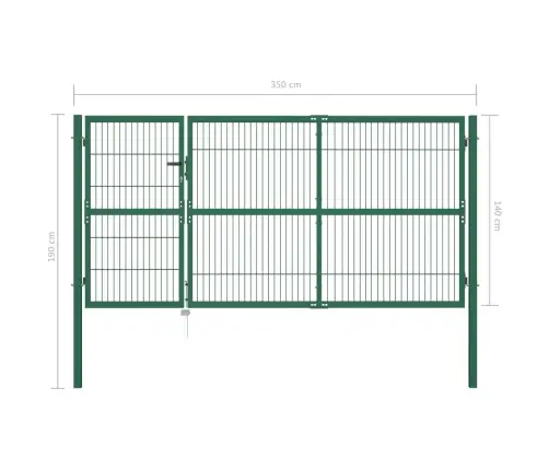 Aiavärav Postidega, 350 X 140 cm Teras, Roheline