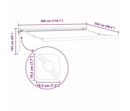 Markīze Balts 3 X 2,5 M Metāla
