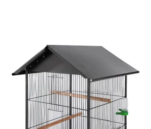 Putnu Būris Ar Jumtu, 66X66X155 Cm, Melns Tērauds Vidaxl