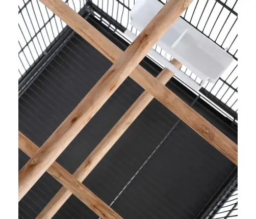 Putnu Būris Ar Jumtu, 66X66X155 Cm, Melns Tērauds Vidaxl