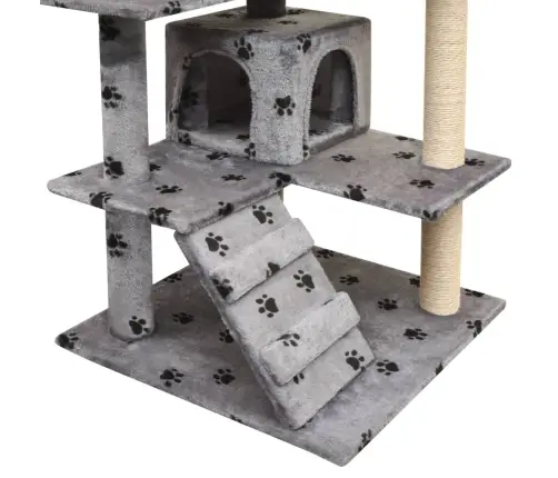 Kaķu Māja, Stabi Nagu Asināšanai, 125 Cm, Pelēka, Ķepu Apdruka Vidaxl