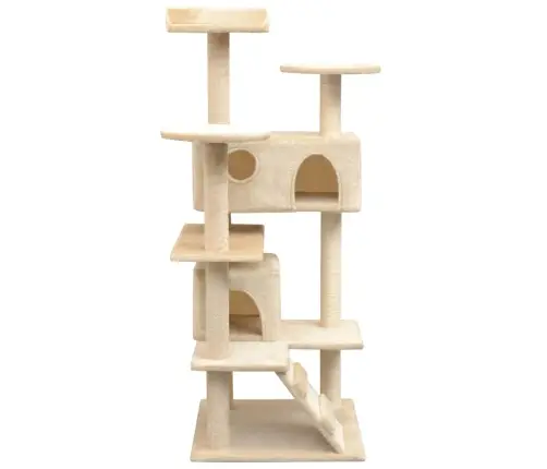 Kaķu Māja Ar Sizala Stabiem Nagu Asināšanai, 125 Cm, Bēša Vidaxl