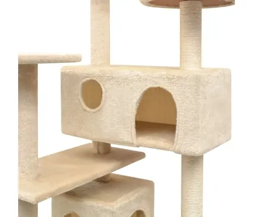 Kaķu Māja Ar Sizala Stabiem Nagu Asināšanai, 125 Cm, Bēša Vidaxl