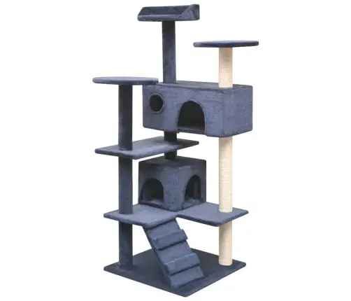 Kaķu Māja Ar Sizala Stabiem Nagu Asināšanai, 125 Cm, Tumši Zila Vidaxl