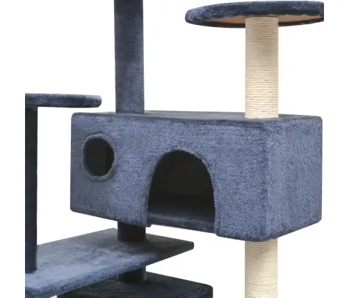 Kaķu Māja Ar Sizala Stabiem Nagu Asināšanai, 125 Cm, Tumši Zila Vidaxl