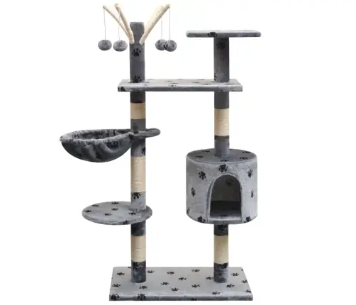 Draskyklė Katėms Su Stov. Iš Sizalio, 125cm Pilkas Pėd. Raštas