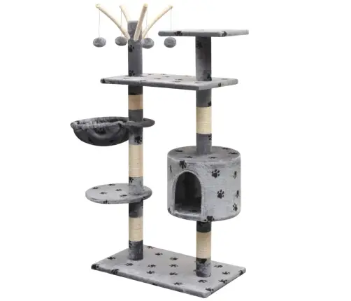 Draskyklė Katėms Su Stov. Iš Sizalio, 125cm Pilkas Pėd. Raštas