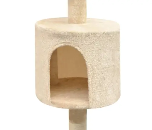 Kaķu Māja Ar Sizala Stabiem Nagu Asināšanai, 125 Cm, Bēša Vidaxl