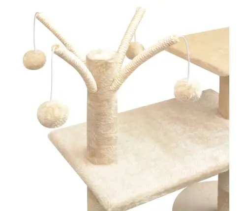 Kaķu Māja Ar Sizala Stabiem Nagu Asināšanai, 125 Cm, Bēša Vidaxl