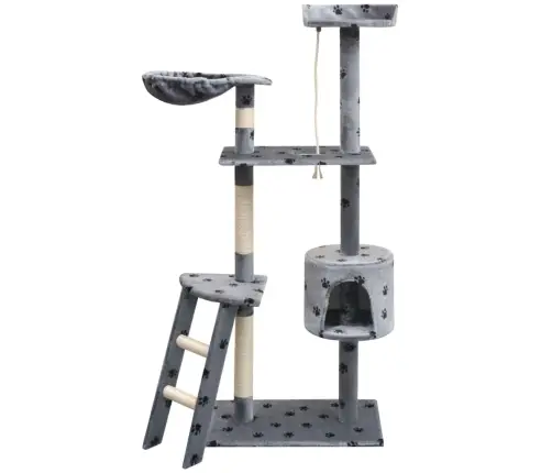 Kaķu Māja, Stabi Nagu Asināšanai, 150 Cm, Pelēka, Ķepu Apdruka Vidaxl