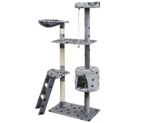 Kaķu Māja, Stabi Nagu Asināšanai, 150 Cm, Pelēka, Ķepu Apdruka Vidaxl