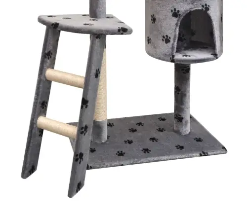 Kaķu Māja, Stabi Nagu Asināšanai, 150 Cm, Pelēka, Ķepu Apdruka Vidaxl