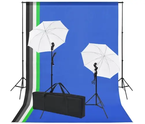 Fotostudijas Komplekts: 5 Krāsaini Foni Un 2 Foto Lietussargi Vidaxl