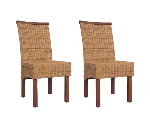 Valgomojo Kėdės, 2 Vnt., Rudos, Natūralus Ratanas