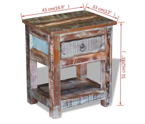 Galdiņš Ar Atvilktni, Pārstrādāts Masīvkoks, 43X33X51 Cm Vidaxl Galdiņš Ar Atvilktni, Pārstrādāts Masīvkoks, 43X33X51 Cm Vidaxl