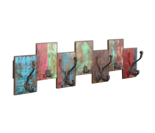 Taaskasutatud Puidust Riidenagi 7 Konksuga