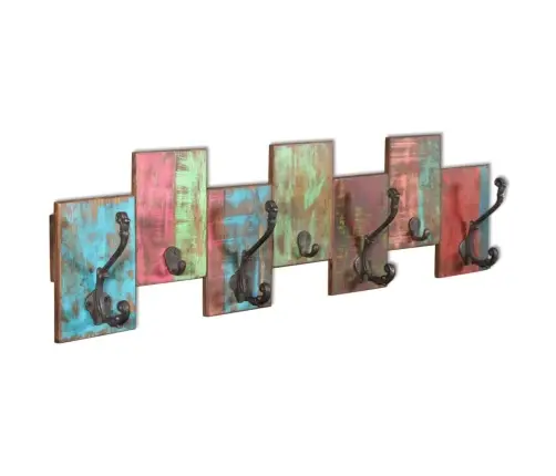 Taaskasutatud Puidust Riidenagi 7 Konksuga