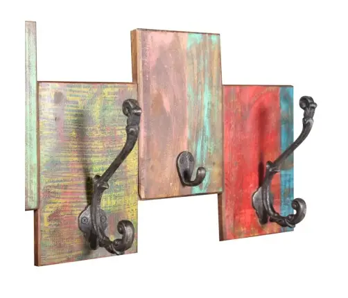 Taaskasutatud Puidust Riidenagi 7 Konksuga