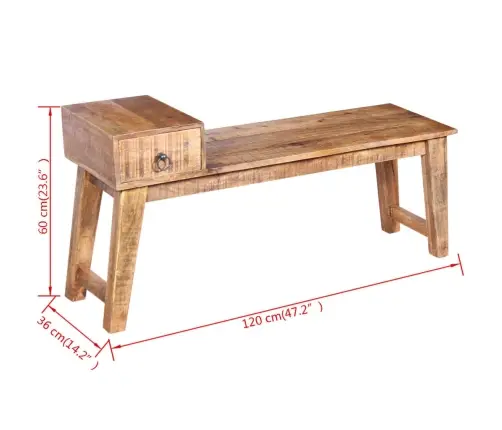 Sols Ar Atvilktni, Mango Masīvkoks, 120X36X60 Cm Vidaxl